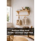 Moola Ahşap Duvar Askılığı Üst Raflı Montessori Çocuk Askılığı Elbise Askısı