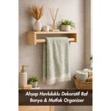 Moola Ahşap Duvar Rafı Askılı | Havluluklu Dekoratif Raf Banyo Mutfak Organizer