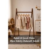 Moola Montessori Çocuk Askılık Doğal Ahşap Ayaklı Askılık | Bebek & Çocuk Odası Elbise Askılığı Dekoratif Askılık - Kahverengi