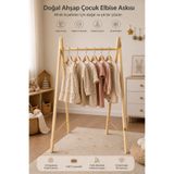 Moola Montessori Çocuk Askılık | Doğal Ahşap Ayaklı Askılık | Bebek Odası Dekoratif Elbise Askılığı | Çocuk Odası Konfeksiyon Askısı
