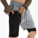 Mooly Kadın Sporcu Şortu 2 In 1 Açık Gri Slim Fit Günlük ve Spor Kullanım için XL