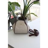 Moom Bag Bordo Hasır Doku Çift Saplı Askılı Omuz Çantası