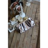 Moom Bag bronz metal aksesuarlı büzgülü el çantası