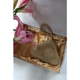 Moom Bag Gold taşlı üçgen form abiye el çantası
