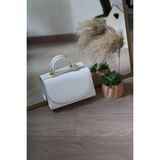 Moom Bag Kadın Beyaz Rugan Oval Kapak Detaylı Askılı Omuz Çantası