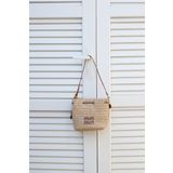 Moom Bag Kadın Camel Hasır Doku Bohça Form Omuz Çantası