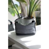 Moom Bag Kadın Gümüş Taşlı Kilit Detaylı Askılı El Omuz Çantası