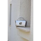 Moom Bag Kadın Silver Metal Kare Tokalı Boncuk Tutma Saplı Omuz Çantası