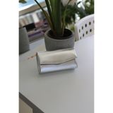 Moom Bag Kadın Silver Parlak Deri Mini Kutu Omuz Çantası
