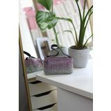 Moom Bag Kadın Silver Pembe 2 Renkli Detaylı Deri Askılı Taşlı Abiye Omuz Çantası
