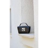Moom Bag Kadın Siyah Metal Kare Tokalı Boncuk Tutma Saplı Omuz Çantası