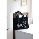 Moom Bag Kadın Siyah Peluş Çift Askılı Büyük Tote Çanta