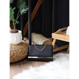 Moom Bag Kadın Siyah Şerit Detaylı Zincirli Omuz Çantası