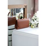 Moom Bag Kadın Taba Oval Kapak Detaylı Askılı Omuz Çantası