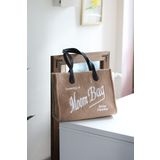 Moom Bag Kadın Vizon Peluş Çift Askılı Büyük Tote Çanta