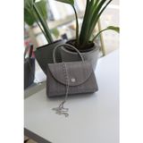 Moom Bag Platin Kristal Toka Detaylı Çizgi Doku Abiye Çanta