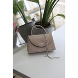 Moom Bag Rose Gold Kristal Toka Detaylı Çizgi Doku Abiye Çanta