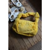 Moom Bag sarı tek kulplu peluş omuz çantası