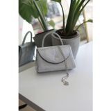 Moom Bag Silver Kristal Toka Detaylı Çizgi Doku Abiye Çanta