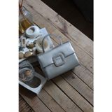 Moom Bag Silver Parlak Kare Taş Toka Aksesuarlı Taşlı Tutma Kulplu Abiye El Çantası Omuz Çantası