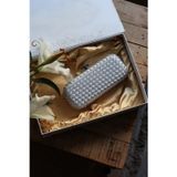 Moom Bag Silver Saten Slim Baklava Desenli Kasa Abiye El Çantası