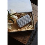 Moom Bag Silver Saten Standart Baklava Desenli Kasa Abiye El Çantası