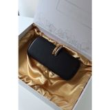 Moom Bag siyah metal aksesuar detaylı zincirli slim abiye el omuz çantası