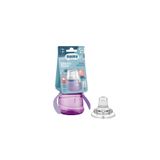 MOOMA Kindy Damlatmaz Eğitici Su Alıştırma Bardağı 200 ml 6 Ay Baby Purple BPA BPS İçermez