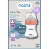 Mooma Neutra Antikolik Tritan Biberon, 150 ml, 0-6 Ay, Yavaş Akış, Mercan