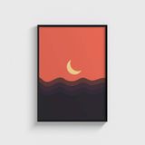 Moon Tablo Çerçeveli Poster Duvar Dekorasyonu - 50 x 70 - Siyah Çerçeveli
