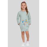 Moona 3-8 Yaş Kız Çocuk Kedi Desenli Sweat Elbise Mint - 3 Yaş