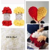 Moonaja Puffy Taraftar Kalp Yastık Yapım Seti - Iki Adet Puffy Yün ve 200GR Inci Elyaf - 35 x 34 cm - Kırmızı