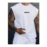 MOONBULL Erkek Brooklyn Baskılı Oversize Kolsuz T-shirt