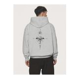 MOONBULL Erkek Sırt Baskılı Oversize Kapüşonlu Kanguru Cepli Sweatshirt
