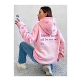 MOONBULL Kadın Believe In Yourself Sırt Baskılı Kol Desenli Oversize Kapüşonlu Sweatshirt