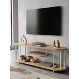 Mooncapella Çevir-Kur Tv Ünitesi, 2 Katlı Televizyon Sehpası, Minimalist, Dayanıklı, TV Standı ahşap beyaz - Ahşap - Beyaz