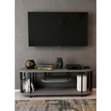 Mooncapella Çevir-Kur Tv Ünitesi, 2 Katlı Televizyon Sehpası, Minimalist, Dayanıklı, TV Standı Antrasit siyah - Antrasit - Siyah