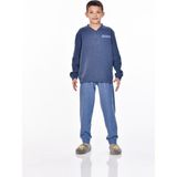 Mooncover Erkek Kışlık Pamuklu Göğüs Cebi Detaylı Pijama Takımı – Baba-Oğul - Jeans - 7 - 8 Yaş