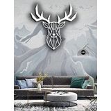 MOONCREATIVE Geyik Kafası Duvar Dekoru Lazer Kesim Modern Dekoratif BEYAZ 50 x 40 MoonNM-7