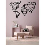 MOONCREATIVE Kadın Erkek Yüzü Dünya Haritası Duvar Dekoru Lazer Kesim Modern Dekoratif SİYAH 50 x 40 MoonNM-13