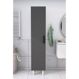 Moonlife 5 Raflı Beyaz Antrasit Banyo Boy Dolabı