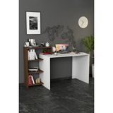 Moonlife Ahsen Kitaplıklı Çalışma Masası Beyaz Ceviz - Y: 90 cm D: 45 cm G: 122 cm - Beyaz - Ceviz