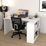 Moonlife Atlas Kitaplıklı Çalışma Masası, Bilgisayar Masası Beyaz - 130x50x75