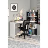 Moonlife Beyaz Siyah Çınar Kitaplıklı Çalışma Masası Modern Tasarım Suntalam Geniş Çalışma Alanı - Y: 120 cm D: 51 cm G: 120 cm - Beyaz - Siyah