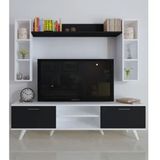 Moonlife Beyaz Siyah İstanbul Dolaplı Tv Ünitesi