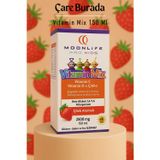 Moonlife - Çilek Aromalı Vitamin Mix 150 ml (Çinko & Vitamin C & Vitamin D)