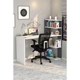 Moonlife Çınar Kitaplıklı Çalışma Masası Beyaz Antrasit