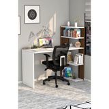 Moonlife Çınar Kitaplıklı Çalışma Masası Beyaz Ceviz - Y: 120 cm D: 50 cm G: 121 cm
