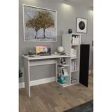 Moonlife Diamond Beyaz Siyah Dolaplı Çalışma Masası Suntalam Malzeme ile Modern Tasarım - Siyah - Beyaz - 122 x 45 x 120