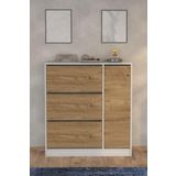 Moonlife Dolaplı Ayakkabılık Meşe Milano 3 Kapaklı Kayar Raflı